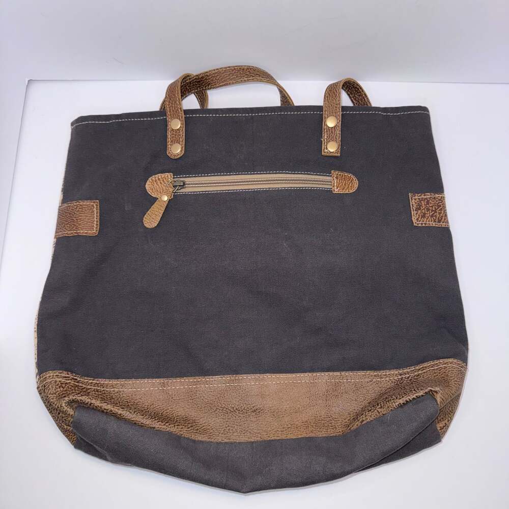 Myra Bag Canvas Faux Leather Tote Shoulder Bag Large Boho - Picture 2 of 9